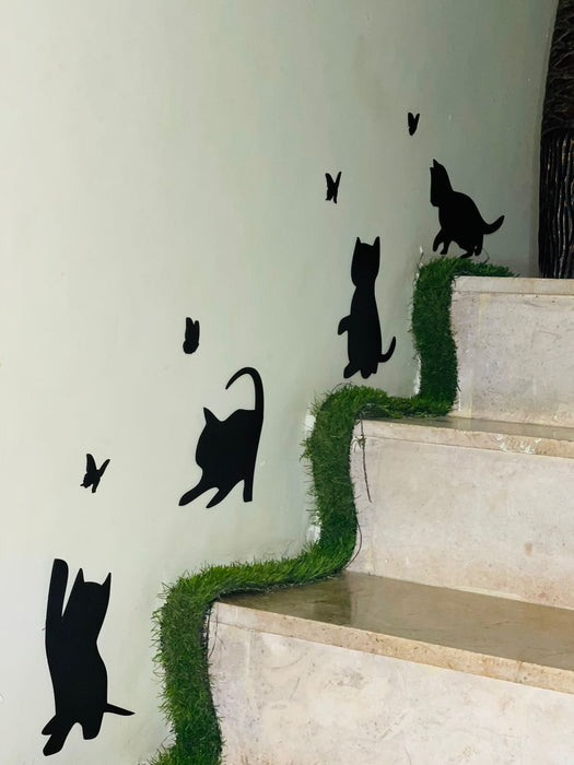Wooden 4 cats and 4butterflies decoration