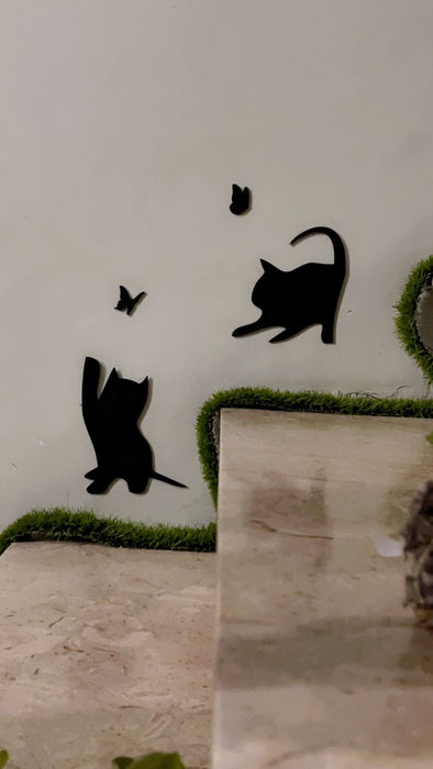 Wooden 4 cats and 4butterflies decoration