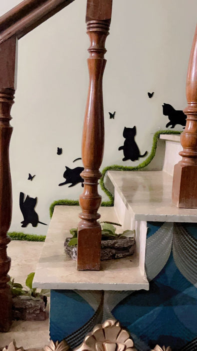 Wooden 4 cats and 4butterflies decoration